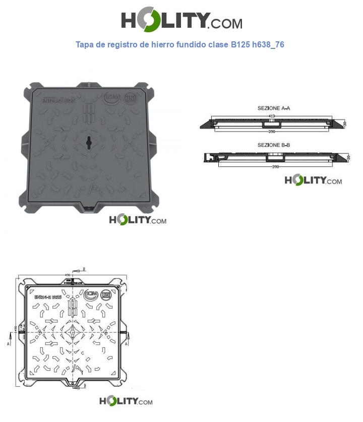 Tapa de registro de hierro fundido clase B125 h638_76