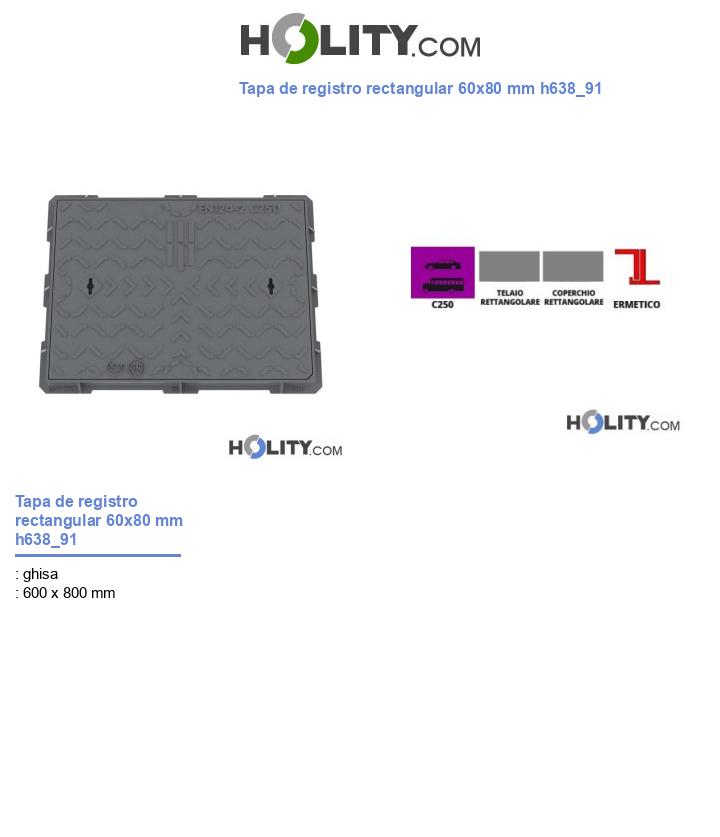 Tapa de registro rectangular 60x80 mm h638_91