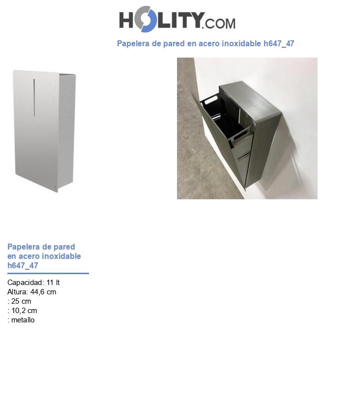 Papelera de pared en acero inoxidable h647_47