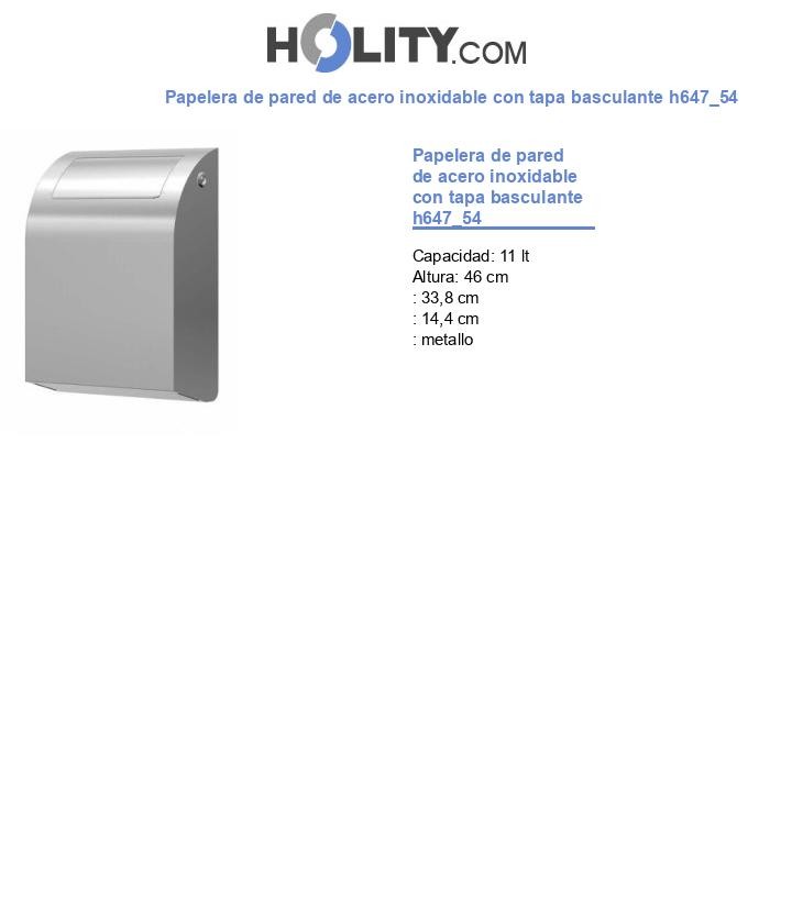 Papelera de pared de acero inoxidable con tapa basculante h647_54