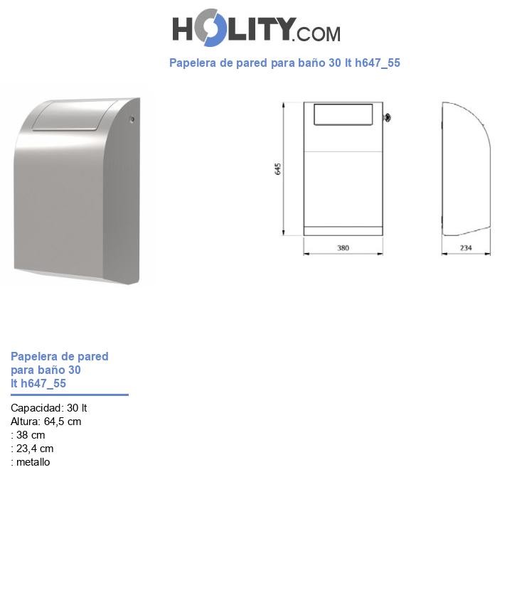 Papelera de pared para baño 30 lt h647_55