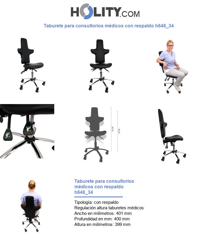 Taburete para consultorios médicos con respaldo h648_34