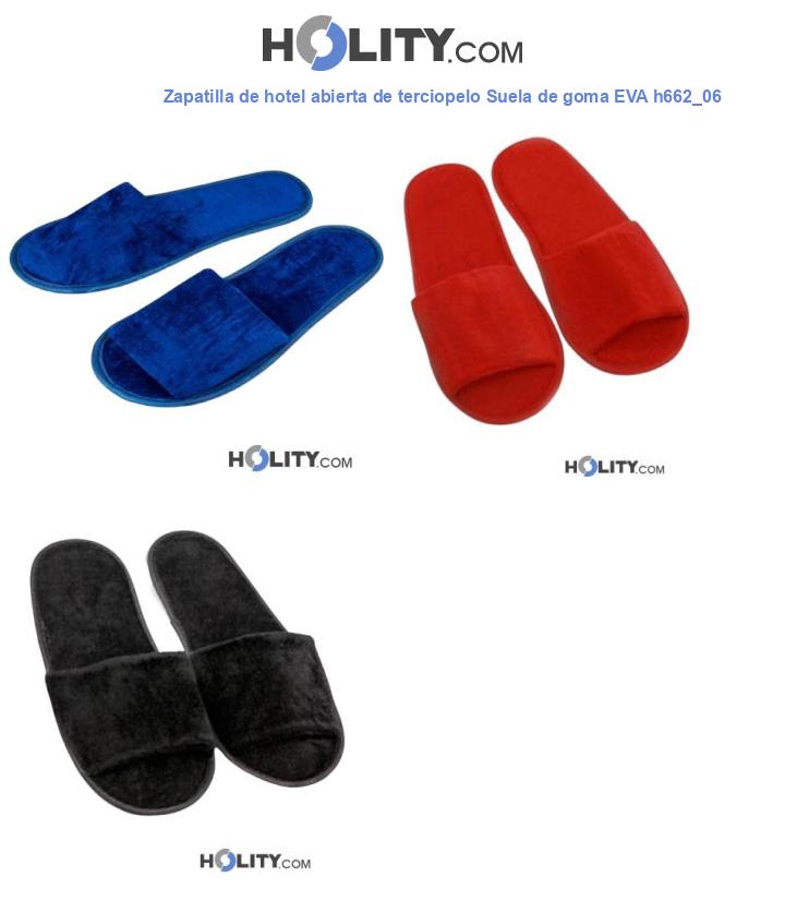 Zapatilla de hotel abierta de terciopelo Suela de goma EVA h662_06