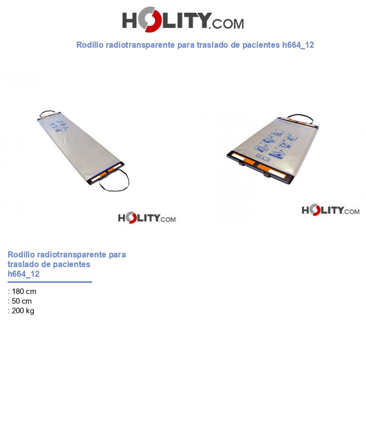 Rodillo radiotransparente para traslado de pacientes h664_12