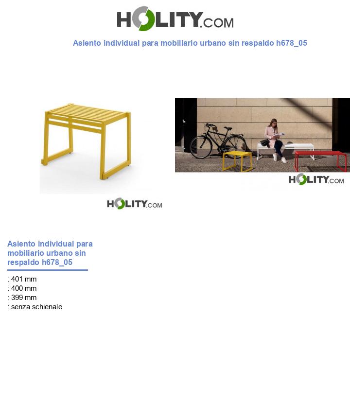 Asiento individual para mobiliario urbano sin respaldo h678_05