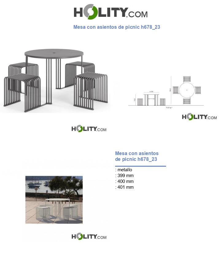 Mesa con asientos de picnic h678_23