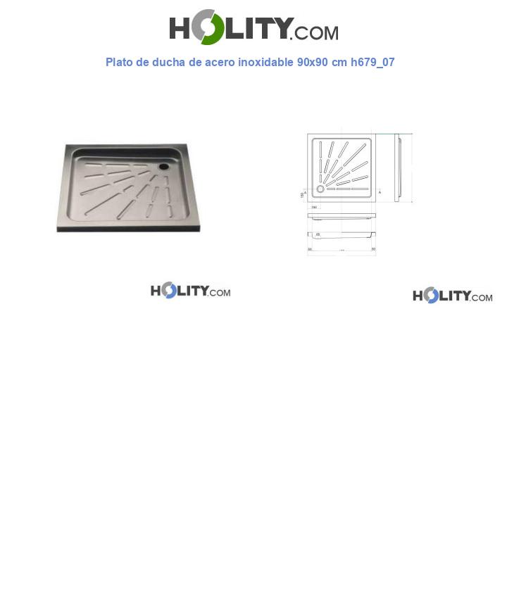 Plato de ducha de acero inoxidable 90x90 cm h679_07