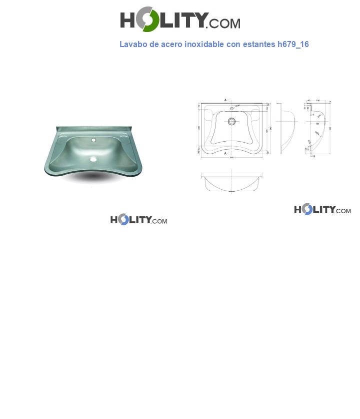 Lavabo de acero inoxidable con estantes h679_16