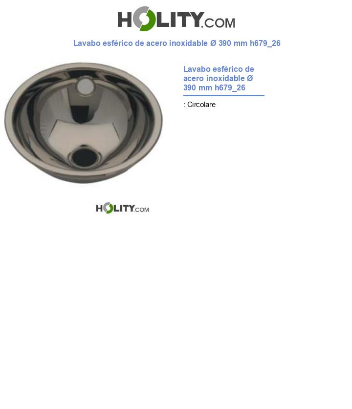 Lavabo esférico de acero inoxidable Ø 390 mm h679_26
