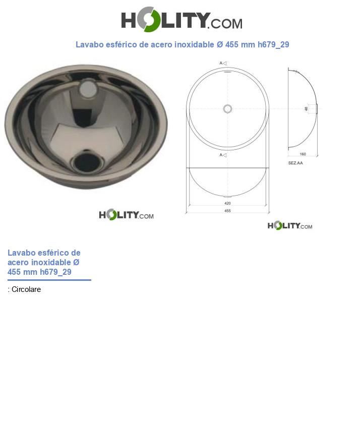 Lavabo esférico de acero inoxidable Ø 455 mm h679_29