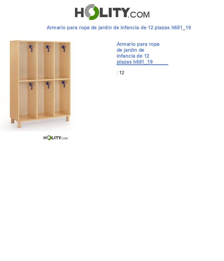Armario para ropa de jardín de infancia de 12 plazas h681_19