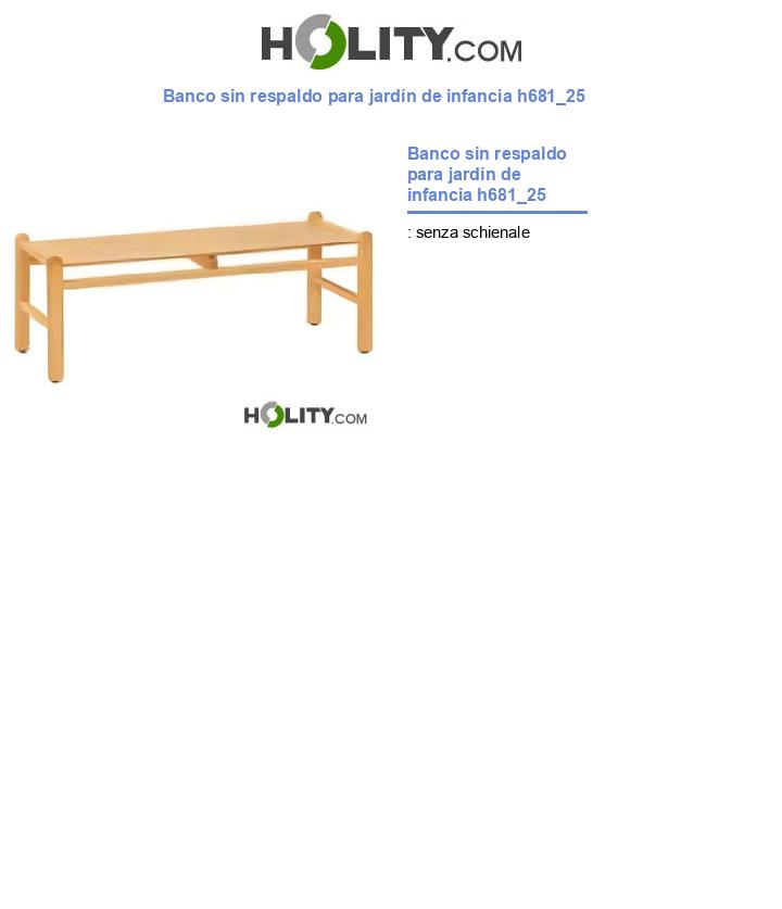 Banco sin respaldo para jardín de infancia h681_25
