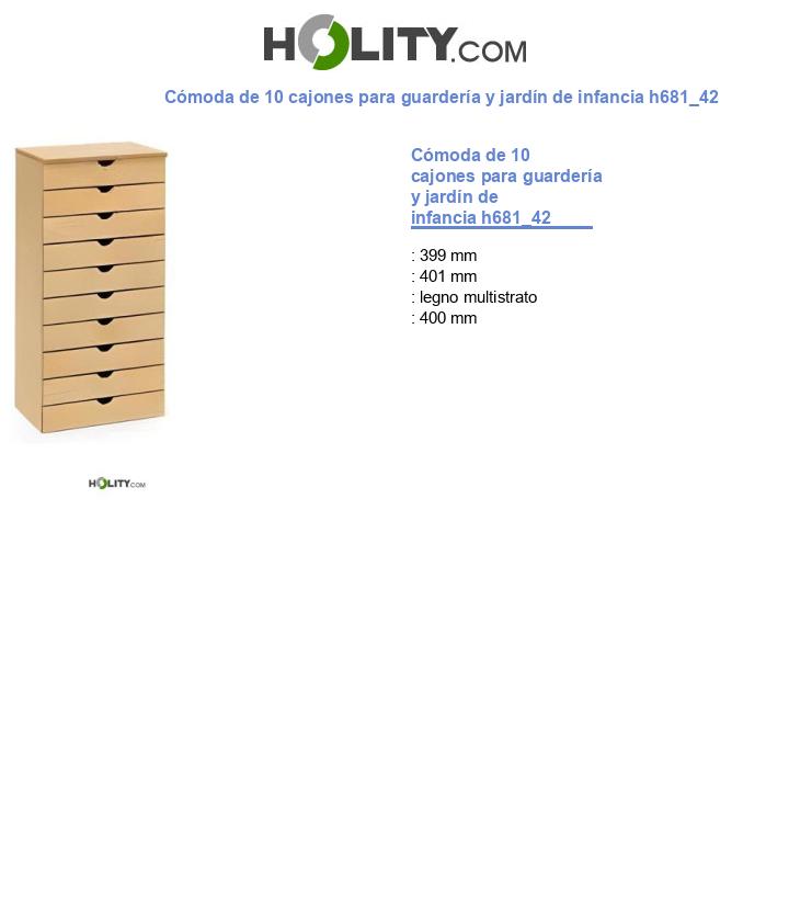 Cómoda de 10 cajones para guardería y jardín de infancia h681_42