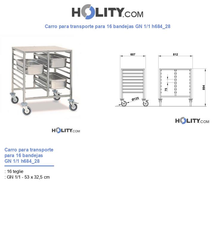 Carro para transporte para 16 bandejas GN 1/1 h684_28