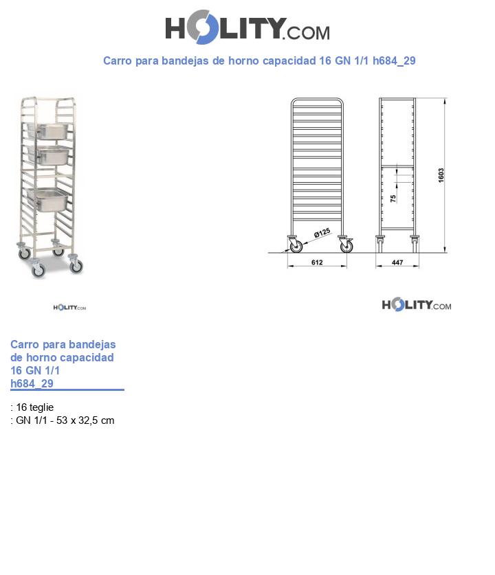 Carro para bandejas de horno capacidad 16 GN 1/1 h684_29