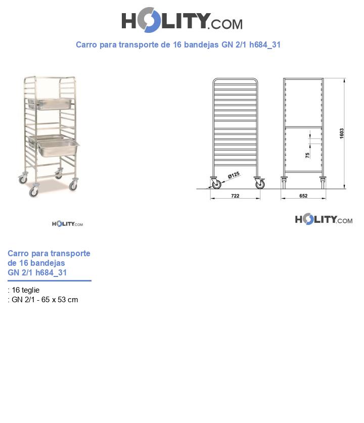 Carro para transporte de 16 bandejas GN 2/1 h684_31