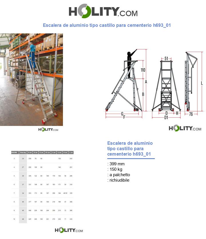 Escalera de aluminio tipo castillo para cementerio h693_01