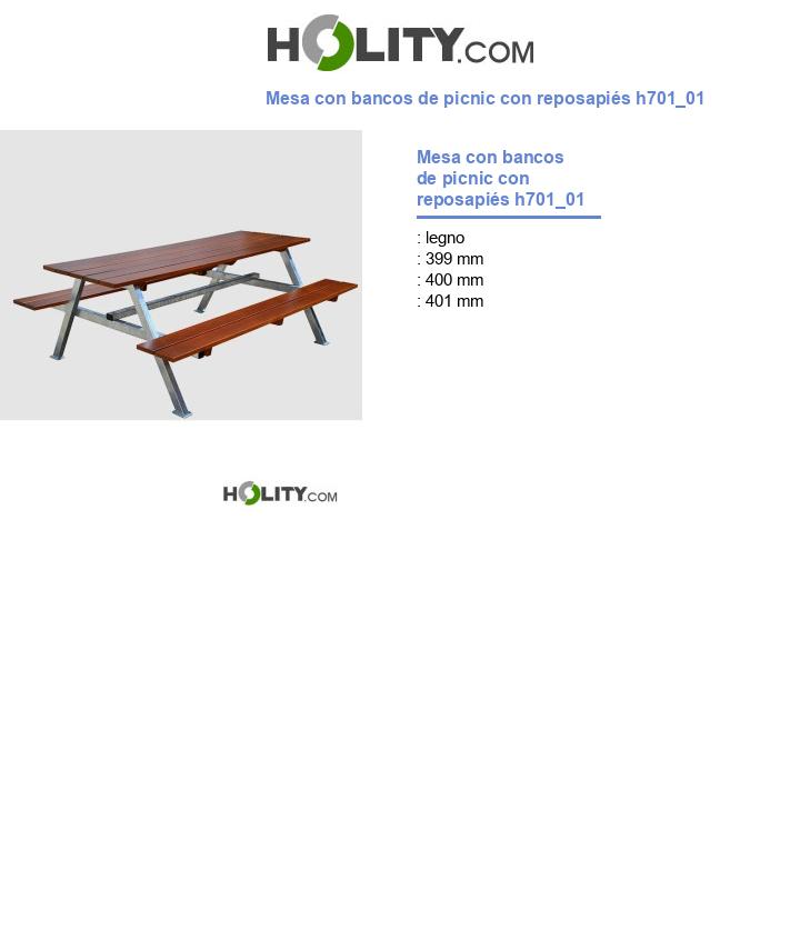 Mesa con bancos de picnic con reposapiés h701_01