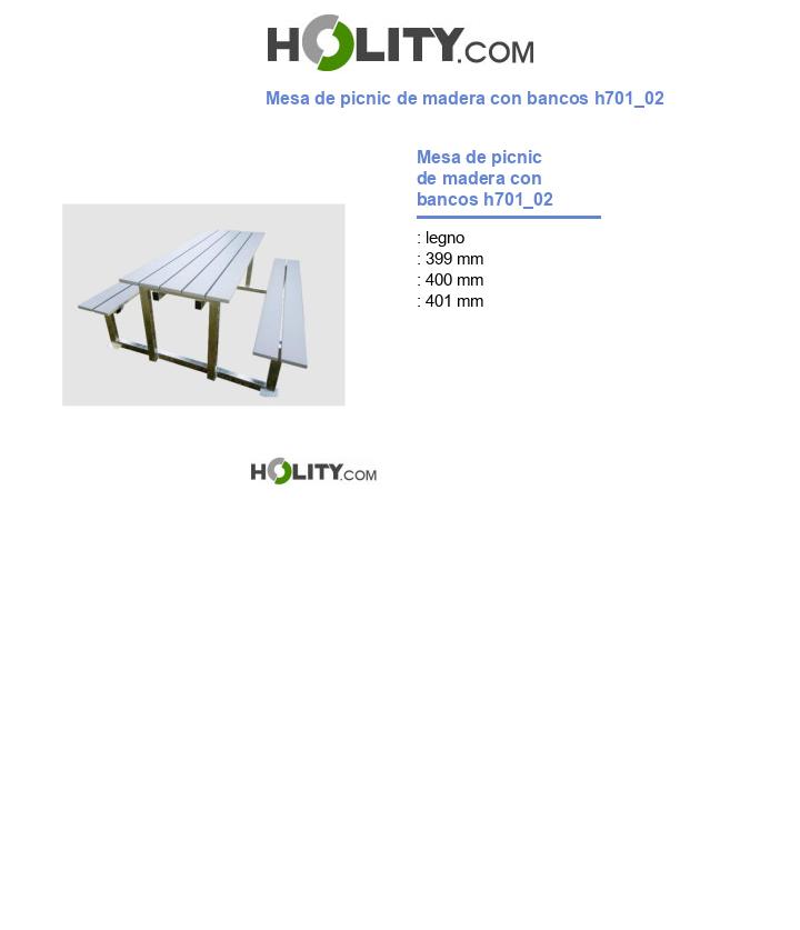 Mesa de picnic de madera con bancos h701_02