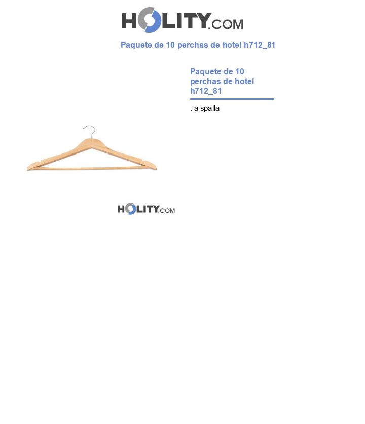 Paquete de 10 perchas de hotel h712_81