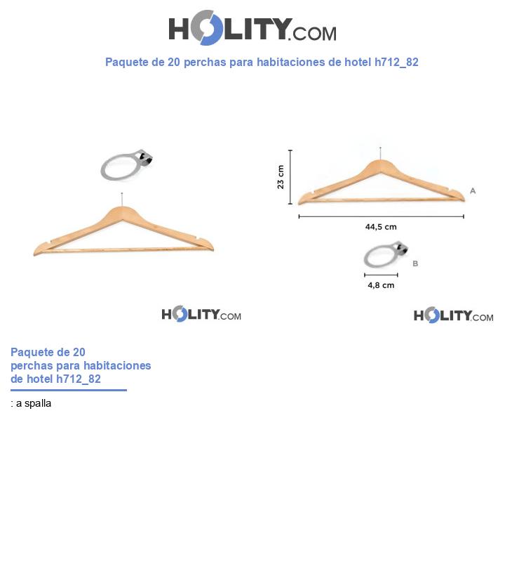 Paquete de 20 perchas para habitaciones de hotel h712_82