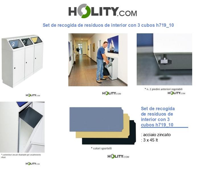 Set de recogida de residuos de interior con 3 cubos h719_10