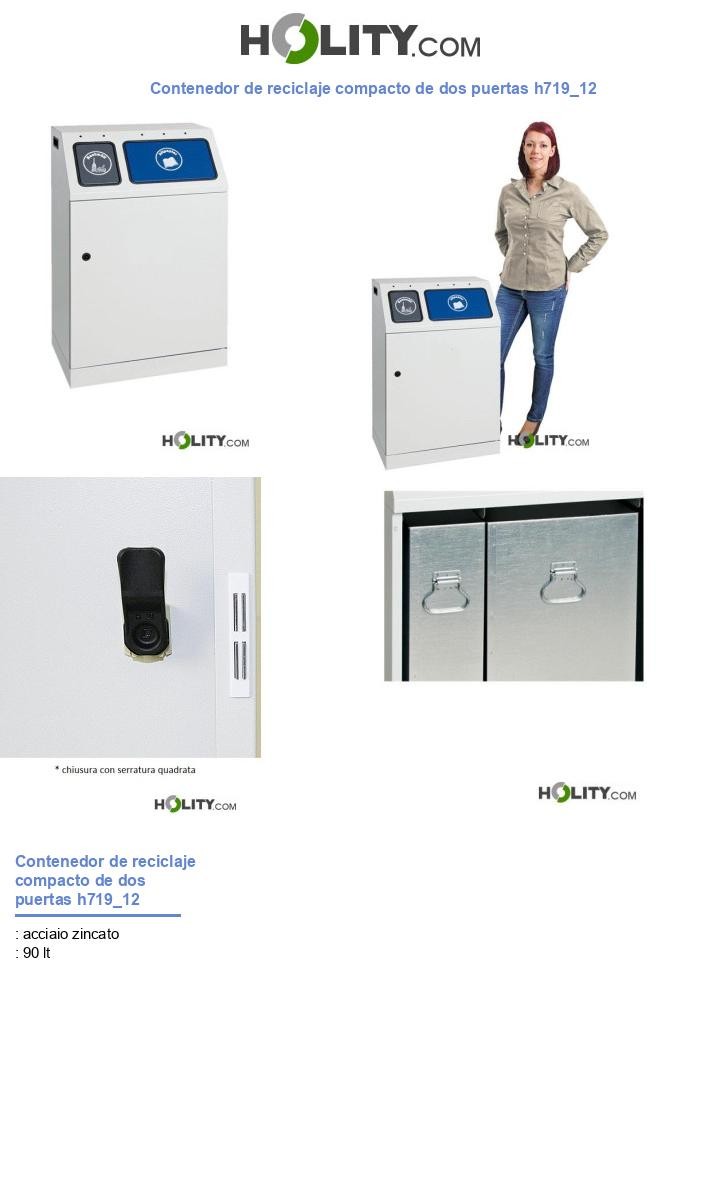 Contenedor de reciclaje compacto de dos puertas h719_12