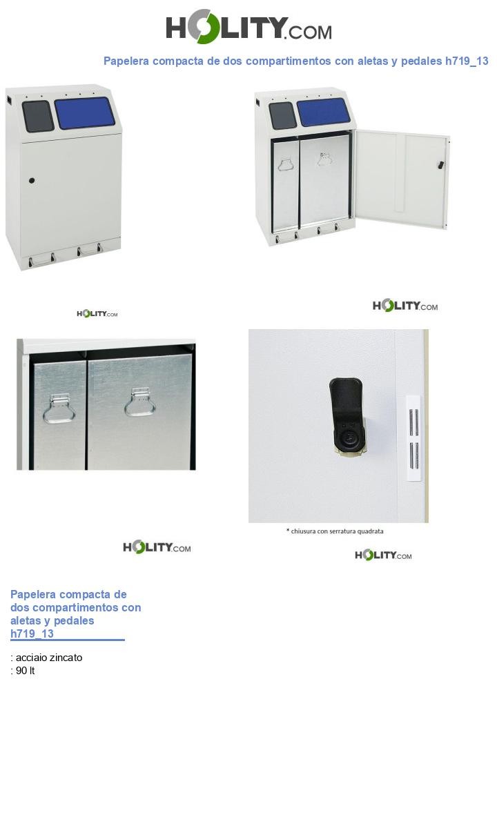 Papelera compacta de dos compartimentos con aletas y pedales h719_13