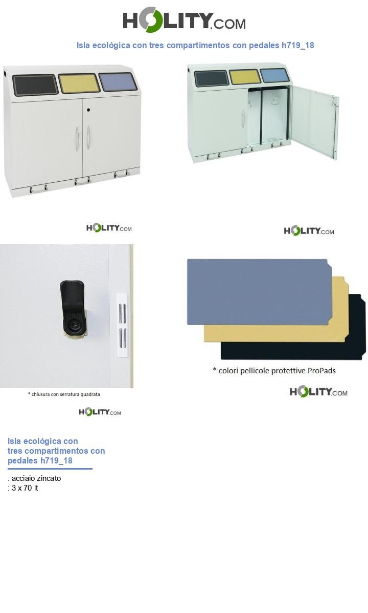 Isla ecológica con tres compartimentos con pedales h719_18