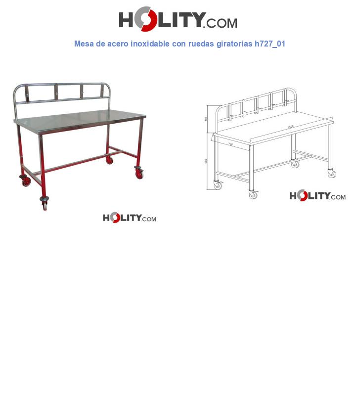 Mesa de acero inoxidable con ruedas giratorias h727_01