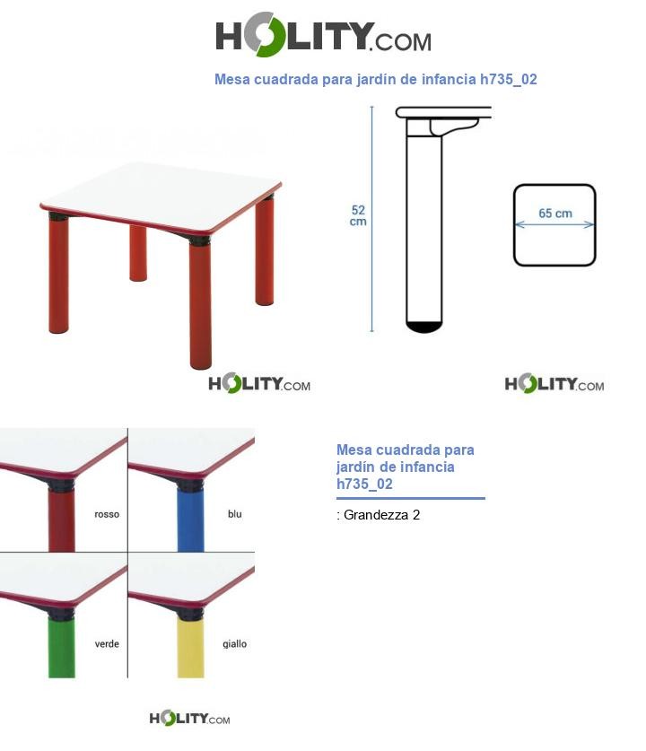 Mesa cuadrada para jardín de infancia h735_02