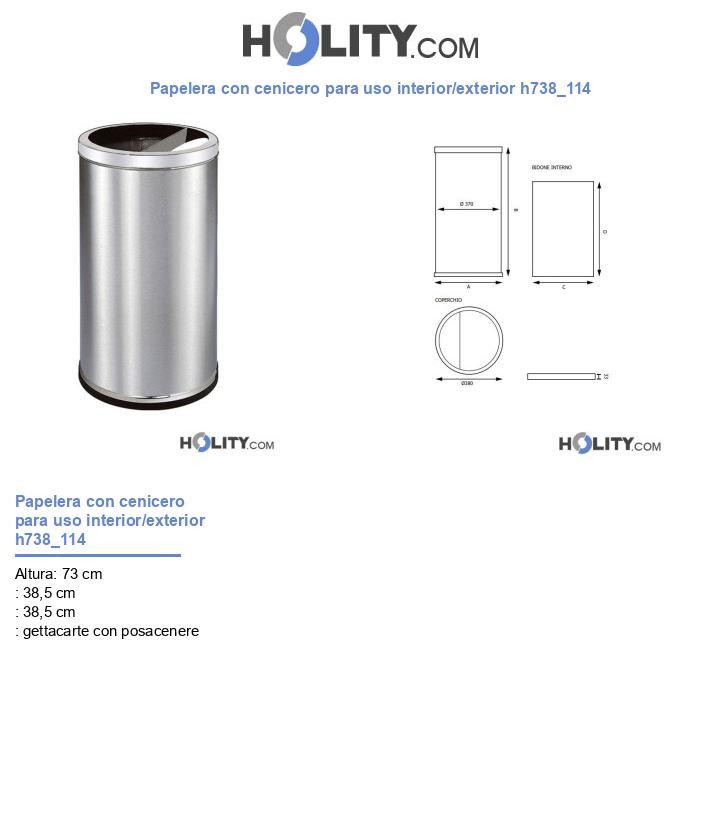Papelera con cenicero para uso interior/exterior h738_114