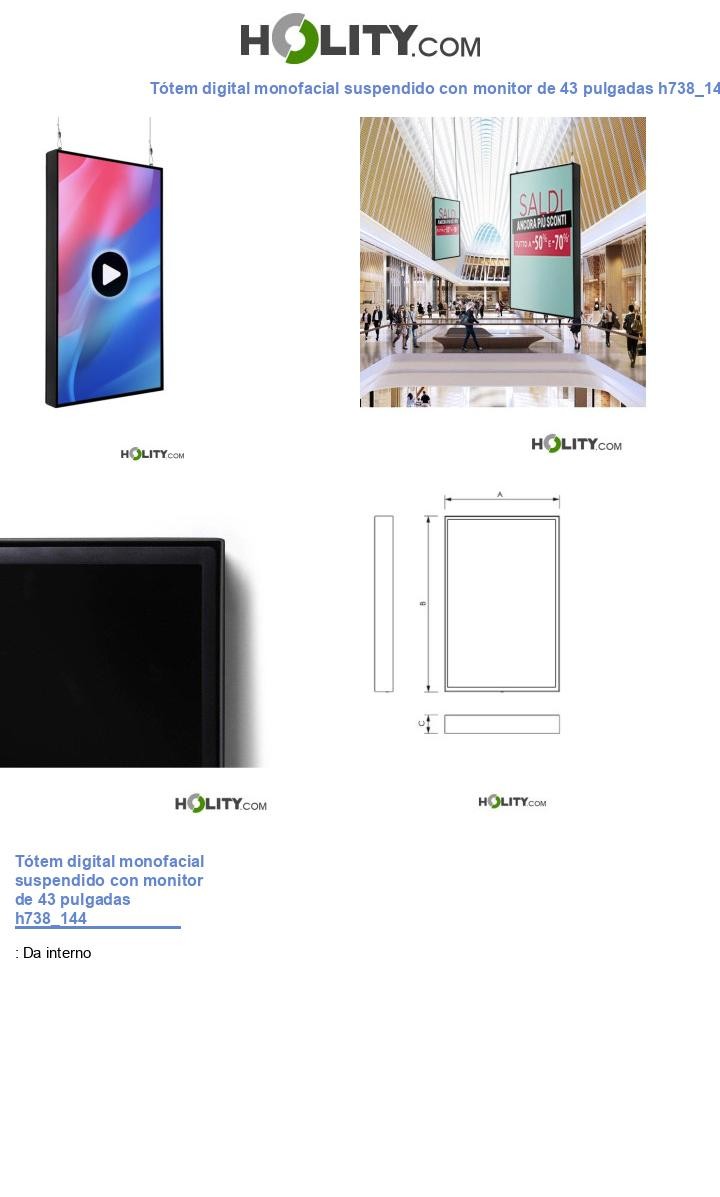 Tótem digital monofacial suspendido con monitor de 43 pulgadas h738_144