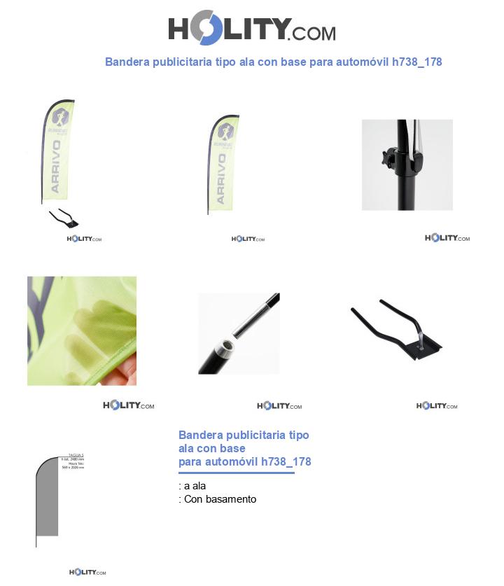 Bandera publicitaria tipo ala con base para automóvil h738_178