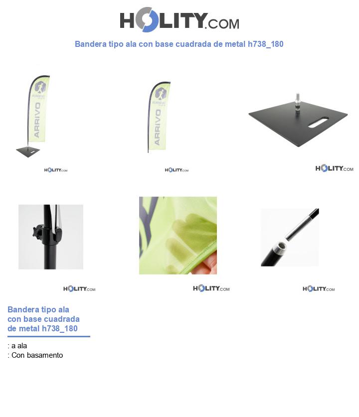 Bandera tipo ala con base cuadrada de metal h738_180