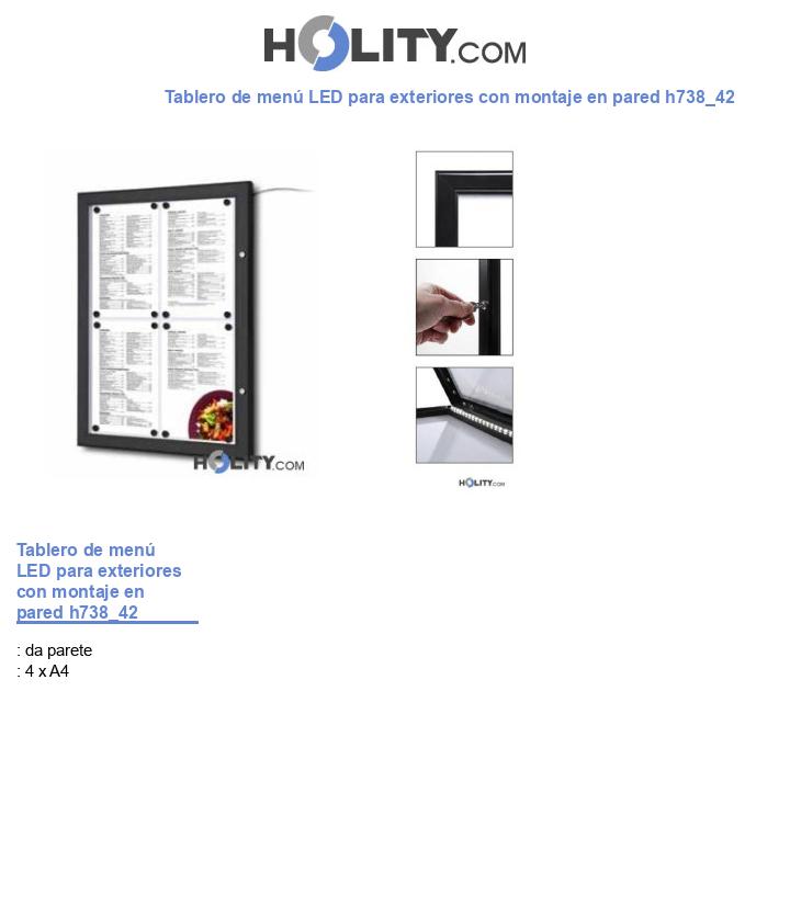 Tablero de menú LED para exteriores con montaje en pared h738_42