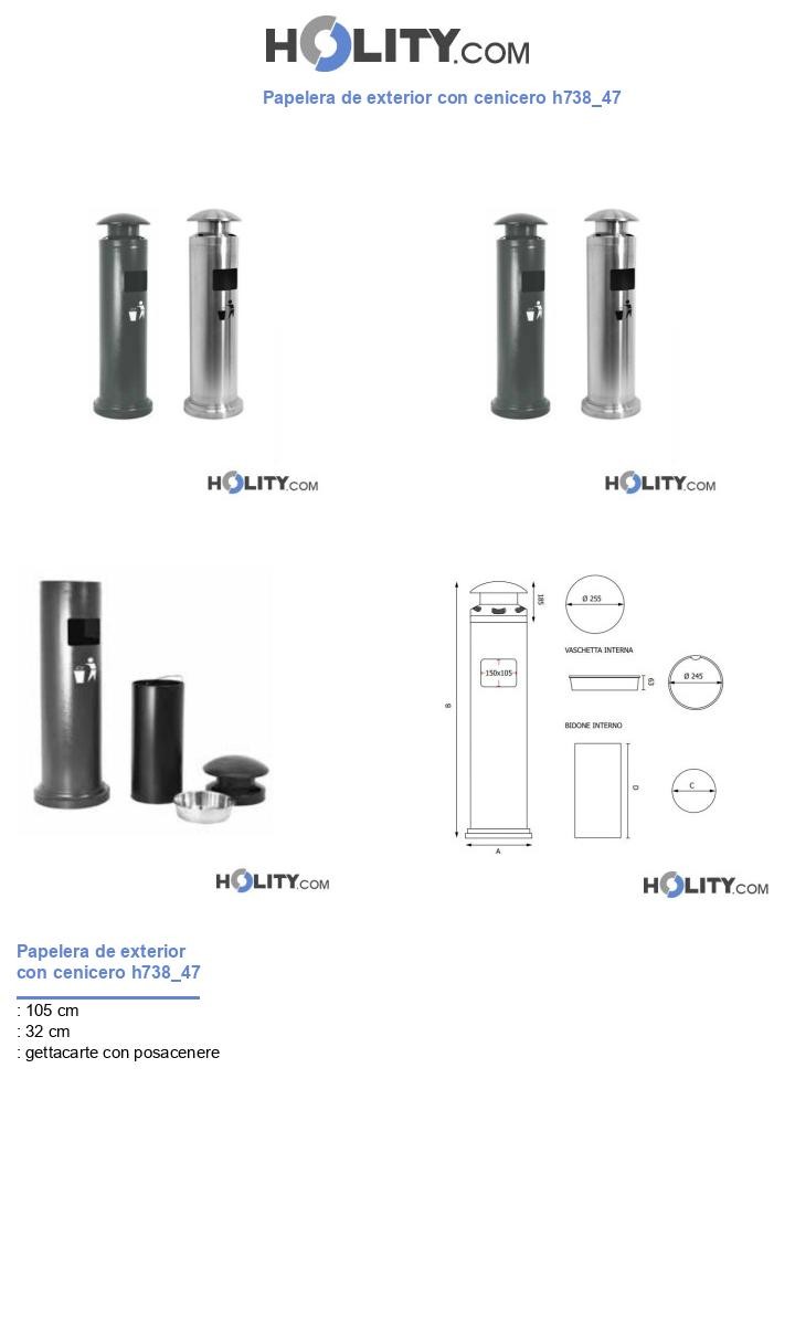 Papelera de exterior con cenicero h738_47