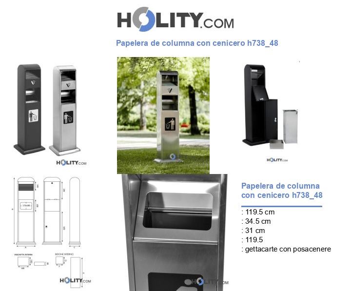 Papelera de columna con cenicero h738_48