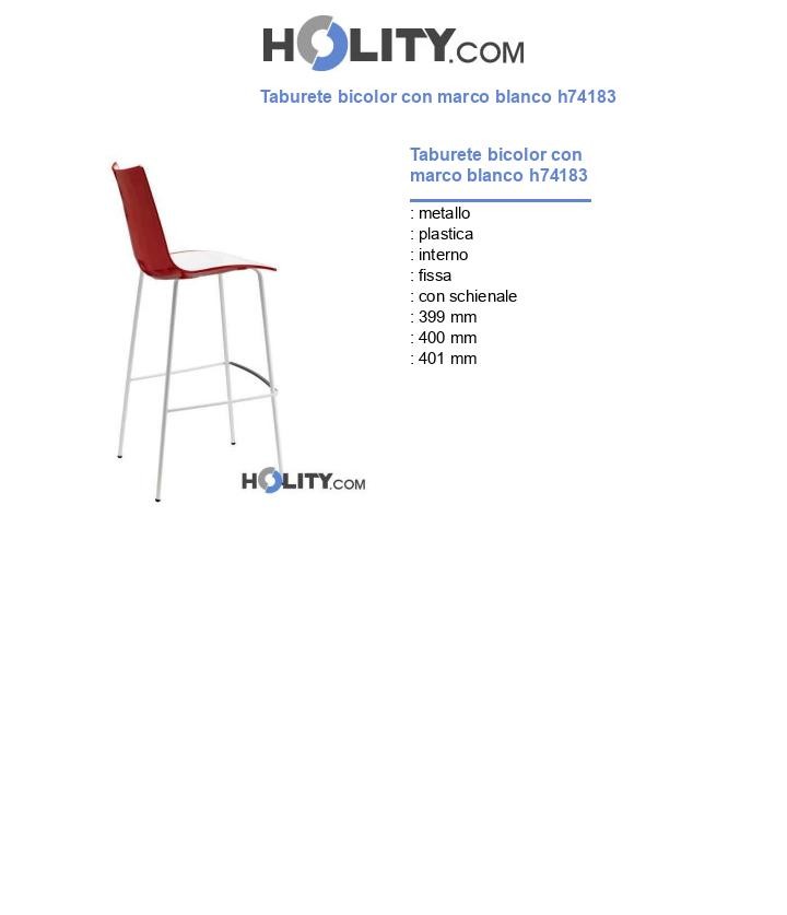 Taburete bicolor con marco blanco h74183