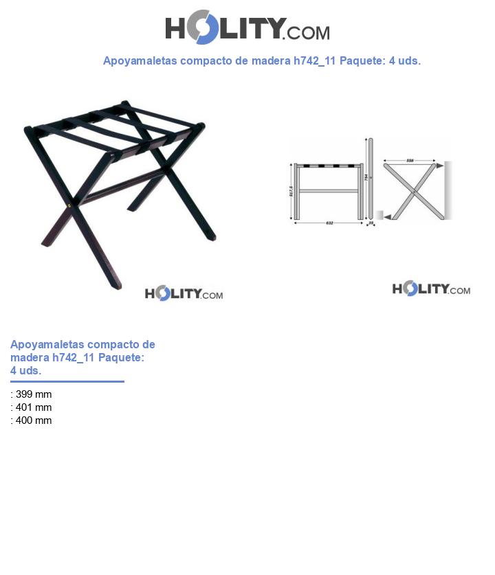 Apoyamaletas compacto de madera h742_11 Paquete: 4 uds.