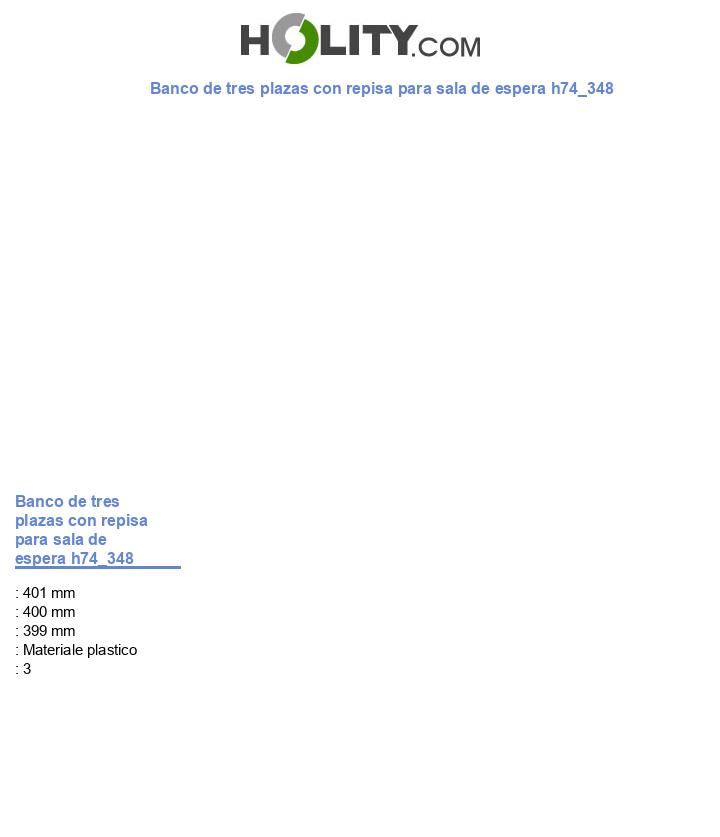 Banco de tres plazas con repisa para sala de espera h74_348
