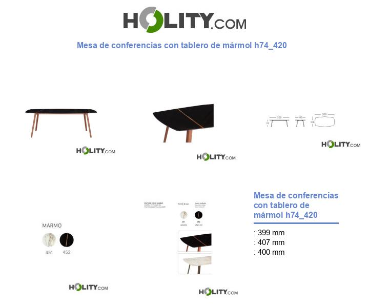 Mesa de conferencias con tablero de mármol h74_420