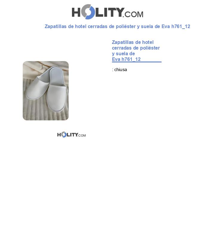 Zapatillas de hotel cerradas de poliéster y suela de Eva h761_12