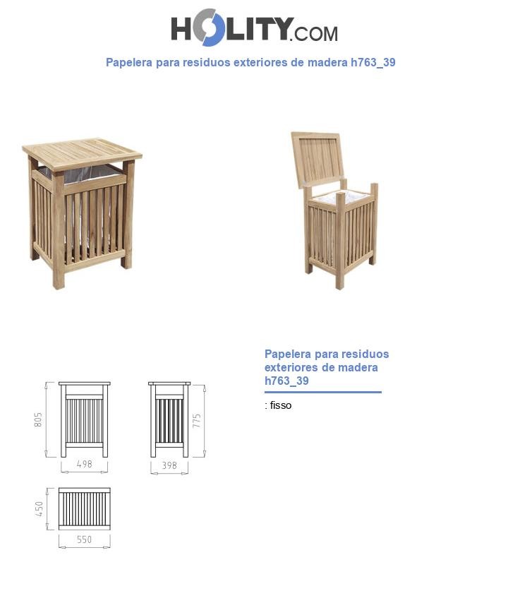 Papelera para residuos exteriores de madera h763_39