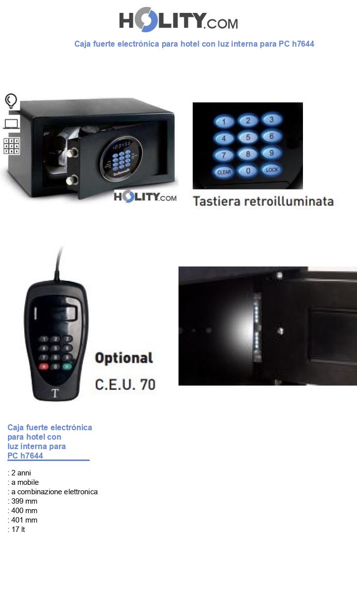 Caja fuerte electrónica para hotel con luz interna para PC h7644