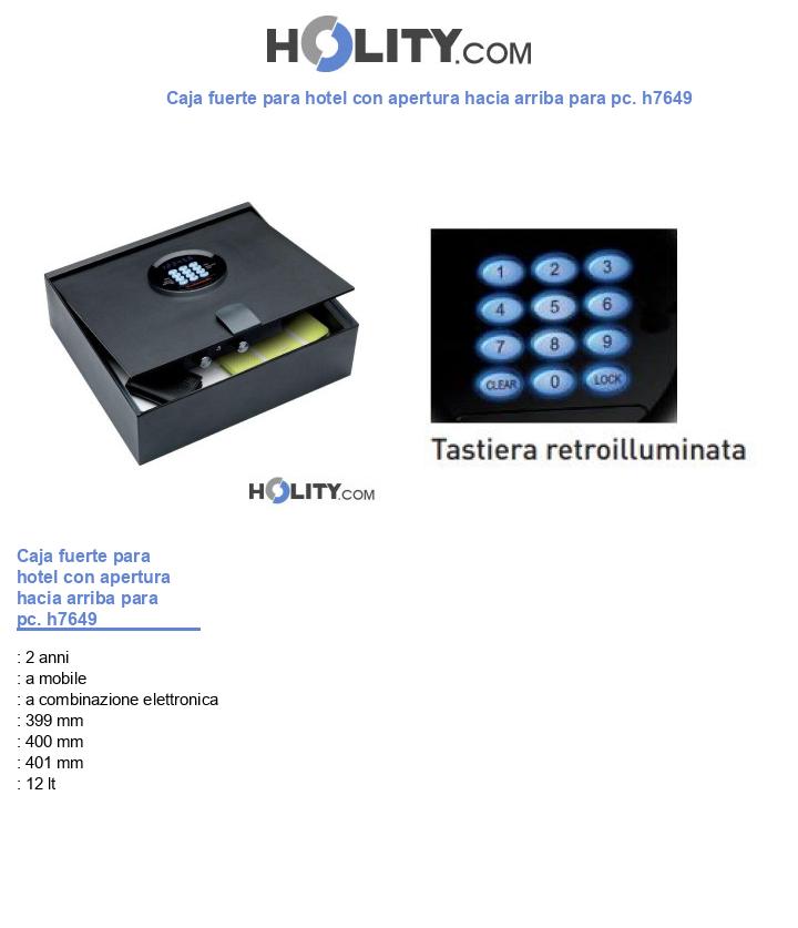 Caja fuerte para hotel con apertura hacia arriba para pc. h7649