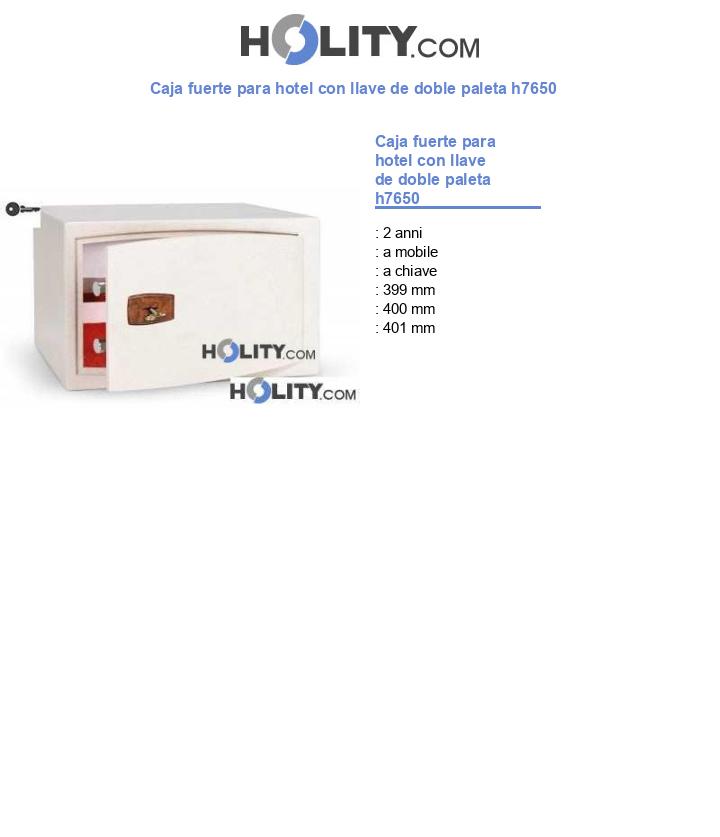 Caja fuerte para hotel con llave de doble paleta h7650