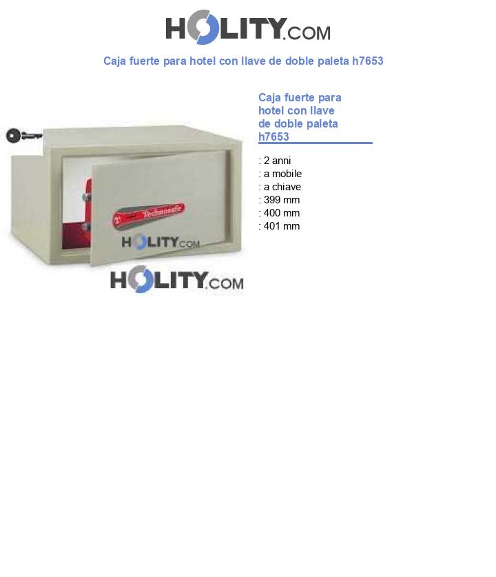 Caja fuerte para hotel con llave de doble paleta h7653