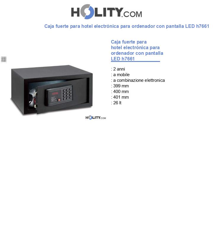 Caja fuerte para hotel electrónica para ordenador con pantalla LED h7661
