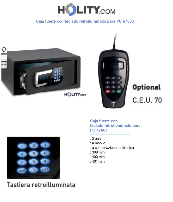 Caja fuerte con teclado retroiluminado para PC h7663